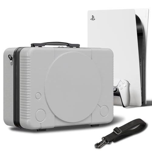 PS5 Tragetasche, kompatibel mit Playstation 5 Konsole/Controller/Headset/Spielen und anderem Zubehör – schützende Reisetasche mit Hartschale und maßgeschneidertem Schaumstoff zur Aufbewahrung von ALIENERGY