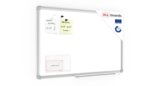 Allboards, magnetisches Whiteboard mit Expo-Alurahmen, trocken abwischbar und beschreibbar, wandmontierbar, 60 x 40 cm. von ALLboards