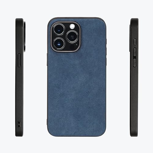 ALTRAALMA Alcantara Back-Wrap Phone Case für iPhone 14 Serie, handgefertigte Back-Wrap Italienische synthetische Wildlederhülle, kompatibel mit Magsafe Wireless Charging (iPhone 14 Pro, Marineblau) von ALTRAALMA