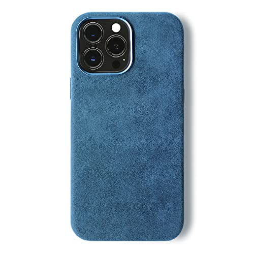 ALTRAALMA Alcantara Handyhülle für iPhone 16 Serie, kompatibel mit Mag-Safe Kabellosem Laden, Alcantara Full-Wrap Phone Case (iPhone 16 Pro Max, Marineblau) von ALTRAALMA