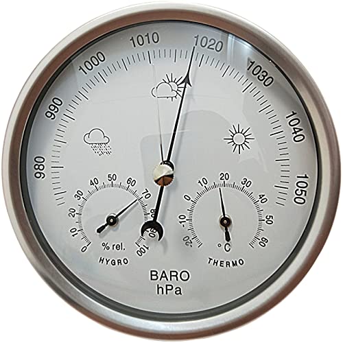 Traditionelles Barometer, Wetterstation, schweres Messinggehäuse, galvanisiert mit Chrom von ALturN