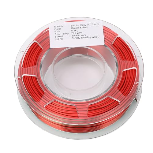 Zweifarbiges PLA Filament: 1,75 mm 200 G 3D Drucker Filamentbündel, Seidengrün und Rot, Ideales Druckverbrauchsmaterial von AMAKO