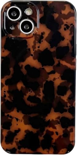 AMART Handyhülle für iPhone 14,Amber Brown Leopard Muster Hülle Tier Motive Aesthetic Frauen Mädchen Stoßfeste Schutzhülle für iPhone 14 von AMART