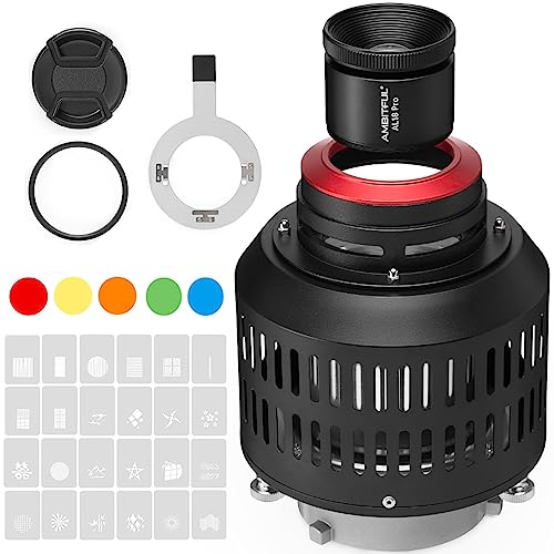 AMBITFUL AL-18 PRO Bowens Mount Conical Optical Snoot Art Special Effects Spotlight Tube with 24 pcs GOBOS,5 Colour von AMBITFUL