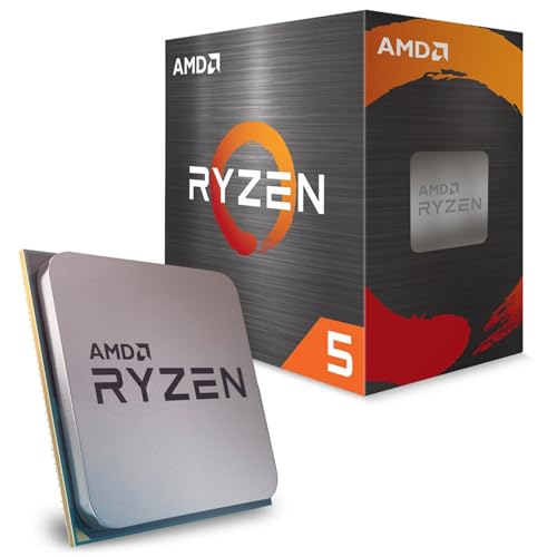 AMD Ryzen 5 5600 Prozessor (Basistakt: 3.5GHz, Max. Leistungstakt: bis zu 4.4GHz, 6 Kerne, L3-Cache 32MB, Socket AM4) 100-100000927BOX, Schwarz von AMD