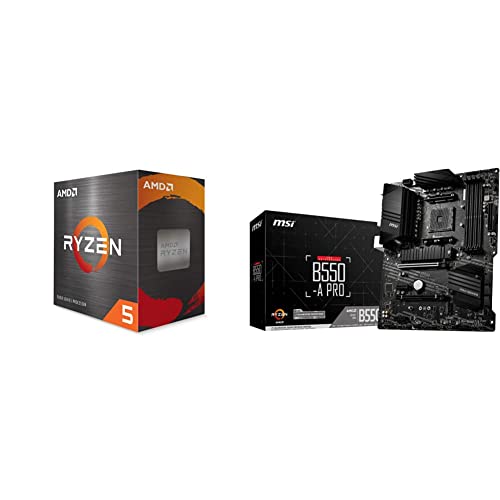 AMD Ryzen 5 5600X Box, Large & MSI B550-A PRO (AMD AM4, DDR4, M.2, USB 3.2 Gen 2, HDMI, ATX Motherboard) von AMD