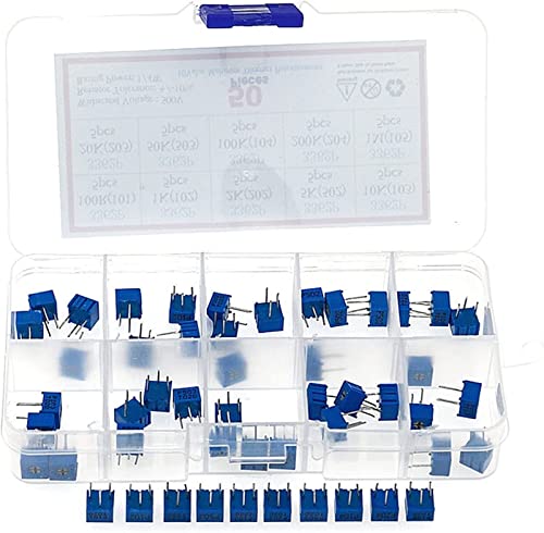 Relais 50 Stück 10 Werte x 5 Stück 100R-1M 3362 Potentiometerpaket 3362P Satz einstellbarer Widerstände AMNzOgOdL von AMNOOL