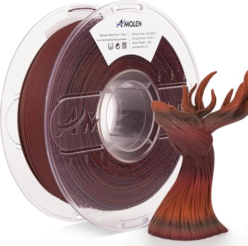 AMOLEN 3D Drucker Filament dunkel Holz schillernde Farbe PLA Filament 1.75mm, Rose Wood/Ebony/Burgundy/Walnuss 1KG/2.2lb, Maßgenauigkeit +/- 0.02mm, Holz Tigerwood von AMOLEN