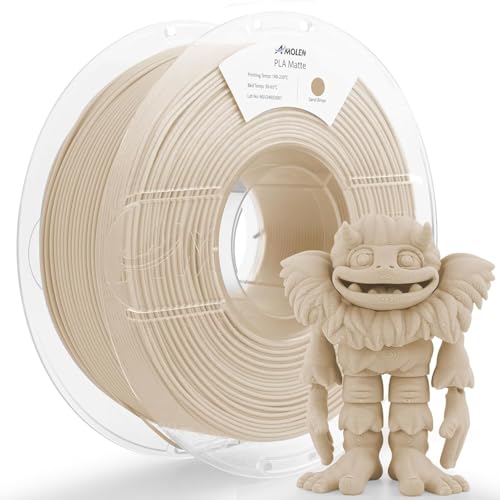 AMOLEN Matte PLA 3D Drucker Filament, Matte PLA Filament 1,75 mm Maßhaltigkeit +/- 0,02 mm, 1kg Spool Filament(2.2lbs) für 3D Drucker, Matte Sand Beige von AMOLEN