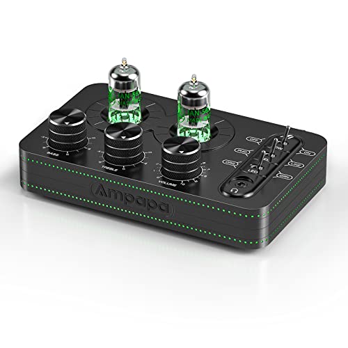 Ampapa A1 Vacuum Tube Phono Preamp, Kopfhörerverstärker, Hi-Fi Audiophiler Vorverstärker für MM Plattenspieler mit Tone Control für Home Stereo, Desktop Computer, Receiver von AMPAPA