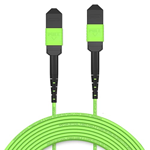 AMPCOM MPO zu MPO Trunk-Kabel 50/125μm Multimode OM5 (12 Fasern, MPO zu MPO Female, Typ B, LSZH/Riser, UPC, Lime Green) 5m von AMPCOM