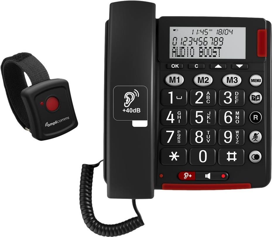 Audioline Amplicomms BigTel 50 Alarm Plus - Telefon mit Schnur - Dunkelgrau (ATL1425642) von AMPLICOM