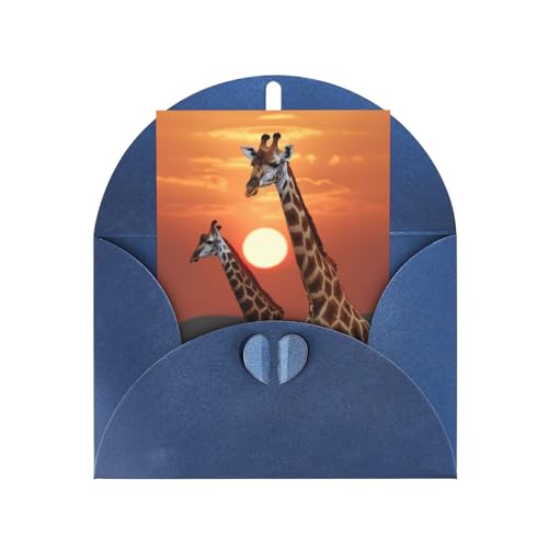 AMREWQYL Bedruckte Dankeskarte mit Giraffe bei Sonnenuntergang, mit Umschlag, 10,2 x 15,2 cm von AMREWQYL