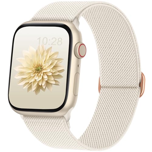 AMSKY Elastisch Solo Loop Band Kompatibel mit Apple Watch Armband 40mm 45mm 44mm 46mm 42mm 41mm 38mm 49mm Damen Herren, Textil Stoff für iWatch Armband Se Ultra Series 10 9 8 7 6 5 4 3 2 1, Polarstern von AMSKY