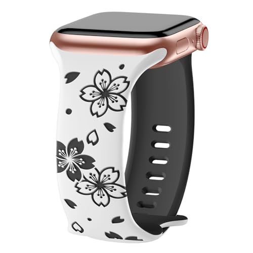 AMSKY Flower Band Kompatibel mit Apple Watch Armband 40mm 46mm 41mm 38mm 42mm 45mm 44mm Damen, Graviert Silikon Armbänder mit Blumen Floral Muster Kompatibel mit iWatch Armband Se 10 9 8 7 6 5 4 3 2 1 AMSKY Flower Band Kompatibel mit Apple Watch Armband 40mm 46mm 41mm 38mm 42mm 45mm 44mm Damen, Graviert Silikon Armbänder mit Blumen Floral Muster Kompatibel mit iWatch Armband Se 10 9 8 7 6 5 4 3 2 1 von AMSKY