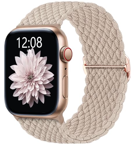 AMSKY Geflochten Band Kompatibel mit Apple Watch Armband 40mm 46mm 44mm 45mm 41mm 42mm 38mm 49mm Damen Herren, Textil Stoff Kompatibel mit iWatch Armband Se Ultra Series 10 9 8 7 6 5 4 3 2 1 von AMSKY