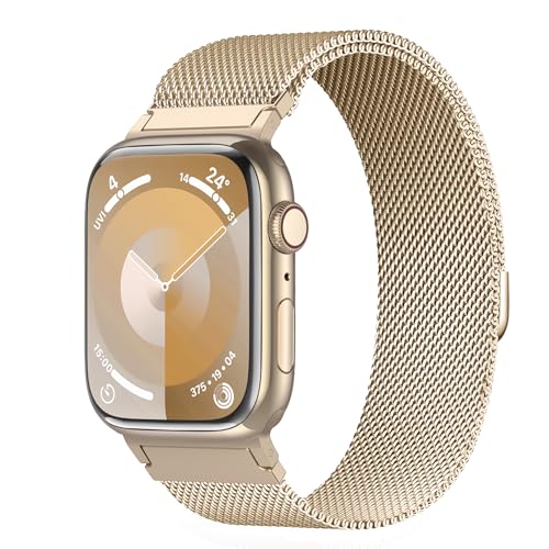 AMSKY Original Milanaise Band Kompatibel mit Apple Watch Armband 40mm 46mm 45mm 44mm 41mm 42mm 38mm 49mm, Edelstahl Mesh Metall mit Magnet für iWatch Armband Se Ultra Series 10 9 8 7 6 5 4 3 2 1 von AMSKY