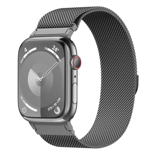 AMSKY Original Milanaise Band Kompatibel mit Apple Watch Armband 40mm 46mm 45mm 44mm 41mm 42mm 38mm 49mm, Edelstahl Mesh Metall mit Magnet für iWatch Armband Se Ultra Series 10 9 8 7 6 5 4 3 2 1 von AMSKY