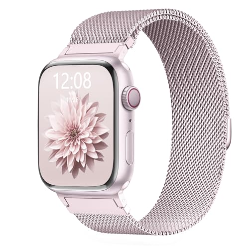 AMSKY Original Milanaise Band Kompatibel mit Apple Watch Armband 40mm 46mm 45mm 44mm 41mm 42mm 38mm 49mm, Edelstahl Mesh Metall mit Magnet für iWatch Armband Se Ultra Series 10 9 8 7 6 5 4 3 2 1 von AMSKY