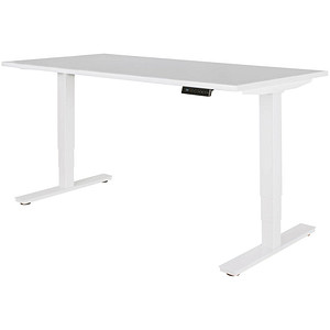 AMSTYLE elektrisch höhenverstellbarer Schreibtisch weiß ohne Tischplatte, T-Fuß-Gestell weiß 105,0 - 182,0 x 70,0 cm von AMSTYLE