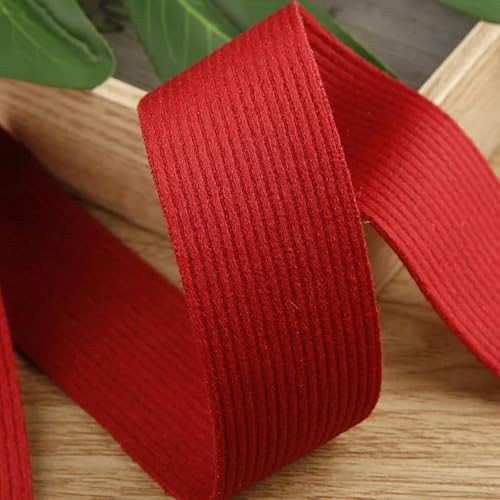 Samtband 5 Yards doppelseitiges Samtband for DIY-Bastelarbeiten, Haarschmuck, Schleifenmaterialien, Festival-Kuchen, Blumenstrauß, Verpackung von Kleidung, Hutbesätze(Red,40MM) von AMZBNEIDI