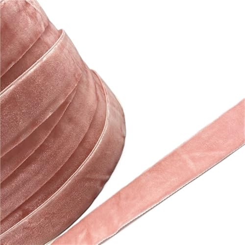 Samtband Farbiges einseitiges Samtband, 3/5 Yards 6 mm – 38 mm Polyester-Seidensamtband, Efeugrün, Kokosnussbraun, Graue Samtschleifen(Apricot,25mm x 5yards) von AMZBNEIDI