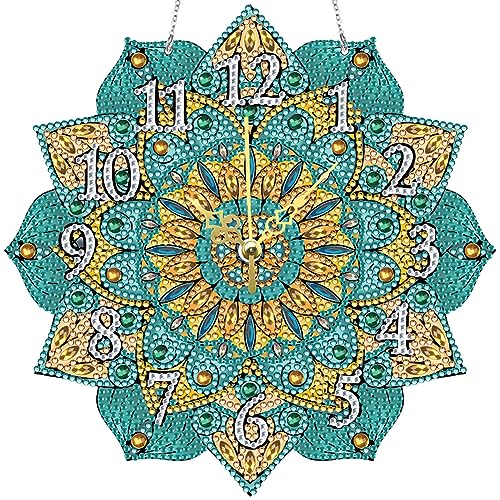 AMZLORD DIY Strass Stickerei Mosaik Uhr Tischuhr 5D Diamant Kunst Mosaik Uhr Bunte Uhr Kit Mandala Kreuzstich Stickerei Kit Kunst Handwerk Set Malen nach Zahlen Kits Diamant Malerei Materi von AMZLORD