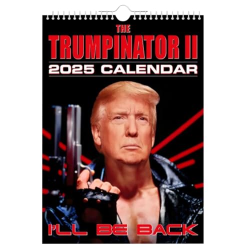 AMZLORD Trump -Kalender 2025 Der Trumpinator 2025 Wandkalender harter Kerl Donald Trump Hanging Kalender Mongliche Kalender Note Pads for Home Office -Geschenke for Trump -Anhänger von AMZLORD