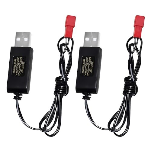 AMZZN 2x6,0V USB-Ladekabel mit JST-2P-Stecker, geeignet für RC Bagger, LKW, Tanks, Maschinenfahrzeuge, RC-Fahrzeuge, 6,0V NiCd oder NiMH oder Lipo Akku Ladegerät USB von AMZZN