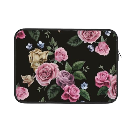 Black Blackgound Rose Computertasche 13/15 Zoll Laptop Sleeve Tragbare Business Tasche Dokumentenaufbewahrungstasche 15 Zoll von ANABPRMA