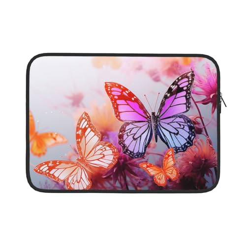 Color Butterfly Flower Computertasche, 13/15 Zoll Laptophülle, tragbare Business-Tasche, Dokumenten-Aufbewahrungstasche, 38,1 cm (15 Zoll) von ANABPRMA