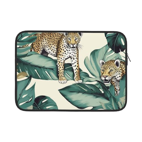 Leopard und Palmblätter Computertasche 13/15 Zoll Laptop Sleeve Tragbare Business Tasche Dokumentenaufbewahrungstasche 13 Zoll von ANABPRMA