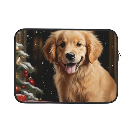 Weihnachten Golden Retriever Computertasche 13/15 Zoll Laptop Sleeve Tragbare Business Tasche Dokument Aufbewahrungstasche 13 Zoll von ANABPRMA