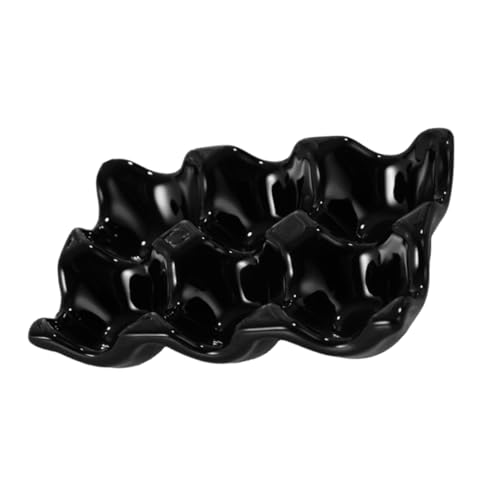 ANDRESLAD 1Stk Eierablage eier kühlschrank eierbehälter Eierorganizer Eierkorb Eierträger Eierhalter aus Porzellan NEIN Eigentümer Eierhalter-Organizer Eier-Serviertablett Keramik Black von ANDRESLAD