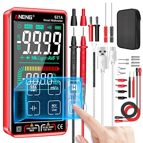 ANENG 621A Multimeter Digital Tester Smart Touch Wiederaufladbarer Ohm Voltmeter Auto Ranging TRMS 9999 Counts mit NCV,Gleich/Wechsel strom,AC/DC Spannung,Widerstand,Dioden,Durchgangsprüfung,Kapazität von ANENG