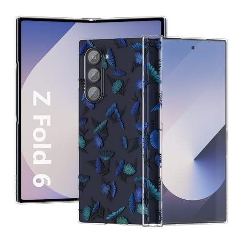 ANFAIRLACE Hülle Kompatibel mit Samsung Galaxy Z Fold 6, Schutzhülle Blumen Pflanzen Schmetterling Kunstmuster Anti-Peel Klar PC Handyhülle, Blatt von ANFAIRLACE