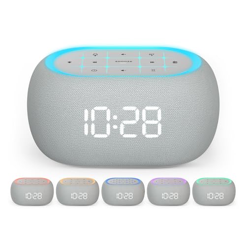 ANJANK Radiowecker mit Bluetooth Lautsprecher, 10W Hi-Fi Dual-Lautsprecher, 7-Farbiges Nachtlicht, Digitaler Wecker mit 8 Wecktönen, 0-100% Display-Dimmer, Wecker für Schlafzimmer und Nachttisch von ANJANK