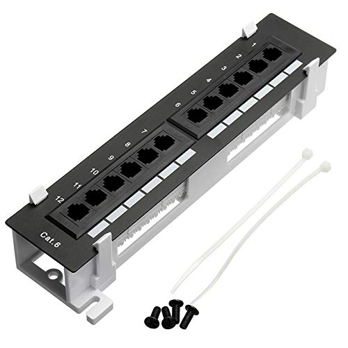 ANNJUC Netzwerkwerkzeug-Set, 12 Anschlüsse, CAT6 Patchpanel, RJ45, Netzwerk-Wandhalterung, Rack mit Wandhalterung von ANNJUC