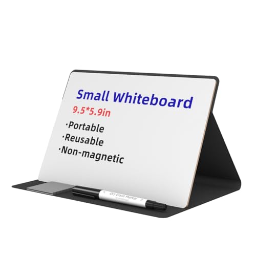 ANNJUC Tragbares Kleines Whiteboard, Wiederverwendbares Mini-Magnet-Whiteboard mit Trocken Abwischbarem Marker-Tuch, Magnetisches Whiteboard, Schwarz von ANNJUC