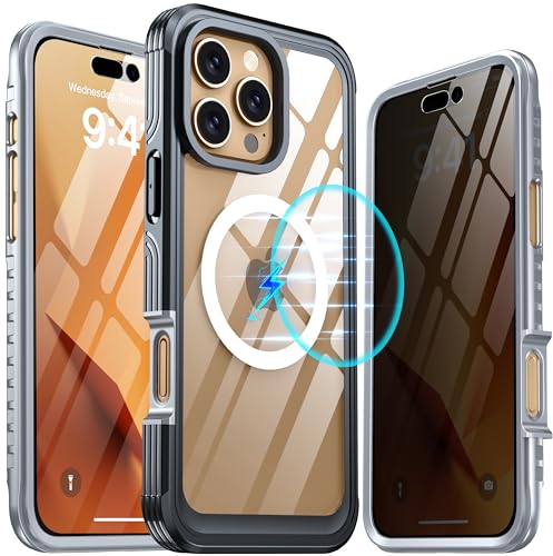 ANTSHARE für iPhone 16 Pro Max Hülle mit Magsafe,Eingebaut Glas Schutzfolie[9H HD]+Privatsphäre Bildschirmschutz,Magnetisch Stoßfest,360 Grad Anti-Spy Handyhülle iPhone 16 Pro Max Schutzhüllen (6.9") von ANTSHARE