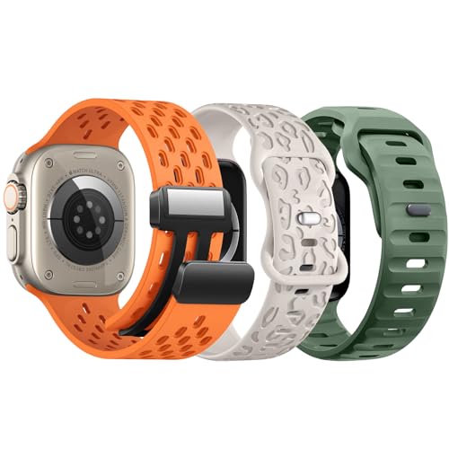 ANVEY 3 Stück Silikonbänder Kompatibel mit Apple Watch 44mm 45mm 42mm 49mm für Damen Herren, Weiches Silikon Sportband für iWatch Ultra 2 Serie 9/8/7/6/5/4/3/2/1 von ANVEY