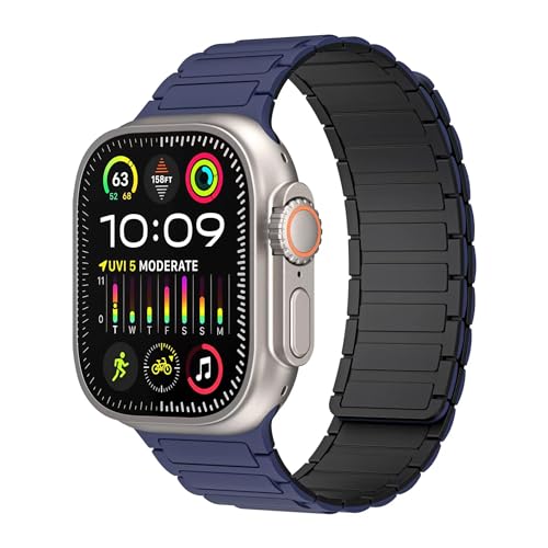 ANVEY Magnetverschluss Armband Kompatibel mit Apple Watch Armband Magnetisch 49mm 45mm 44mm 42mm, Silikon Magnetbänder für iWatch Ultra 2 Serie 9/8/7/6/5/3/SE von ANVEY