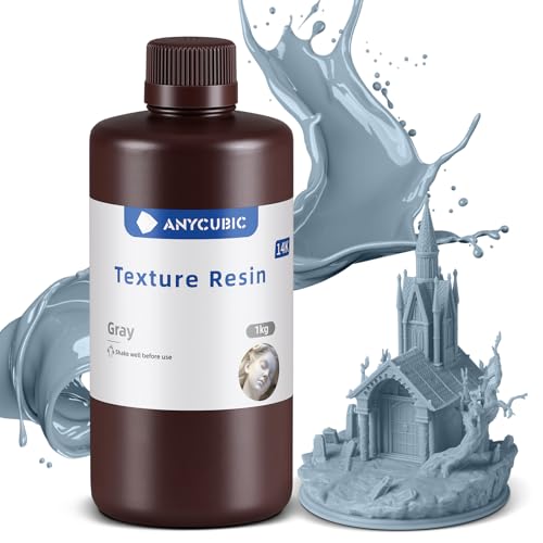 ANYCUBIC 14K Texture Resin, UV 405nm Hochpräzises 3D Drucker Resin, Mattes Finish, Geruchsarm, Leicht zu reinigen, Geeignet für verschiedene Miniaturszenen, Grau 1000g von ANYCUBIC