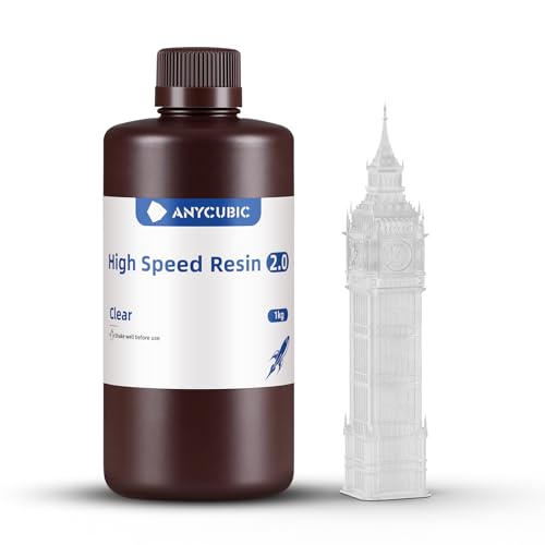 ANYCUBIC High Speed ​​2.0 3D Drucker Resin, Hochaktives, Niedrigviskoses und Hochliquides, 170 mm/h Ultrahochgeschwindigkeitsdruck mit Anycubic Photon Mono M7 Pro 3D Drucker, Transluzent, 1000g von ANYCUBIC