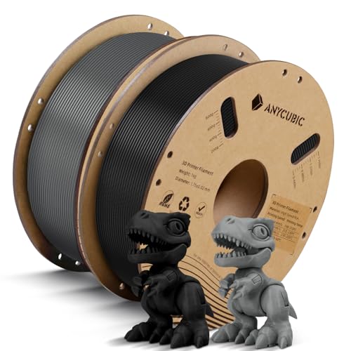 ANYCUBIC Hohe Geschwindigkeit PLA Filament 1.75mm, 2kg High Speed PLA, RFID für Intelligentes Drucken, HS PLA Schwarz&Grau von ANYCUBIC