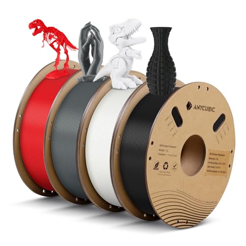 ANYCUBIC PLA Filament 1.75mm, 3D Drucker Filament, 4kg, Schwarz+Weiß+Grau+Rot von ANYCUBIC