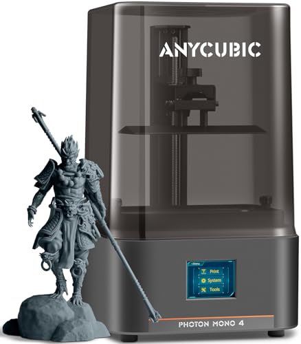 ANYCUBIC Photon Mono 4 10K Resin 3D Drucker, mit 7-Zoll-Monochrom-LCD-Bildschirm, Druckgeschwindigkeit 70 mm/h(High Speed Resin), LighTurbo Matrixlichtquelle, Druckgröße 153,4x87x165mm von ANYCUBIC