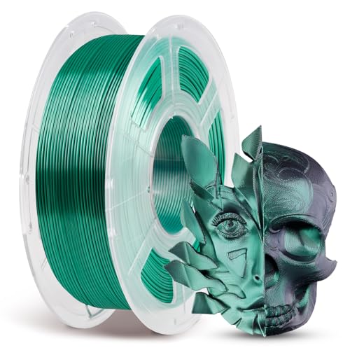 ANYCUBIC Silk PLA Filament, Dual Color PLA Silk Filament 1,75mm, 360° Farbwechsel 3D Drucker Filament, Seidentexturen Prächtige Farbe 1KG Schwarz Grün von ANYCUBIC