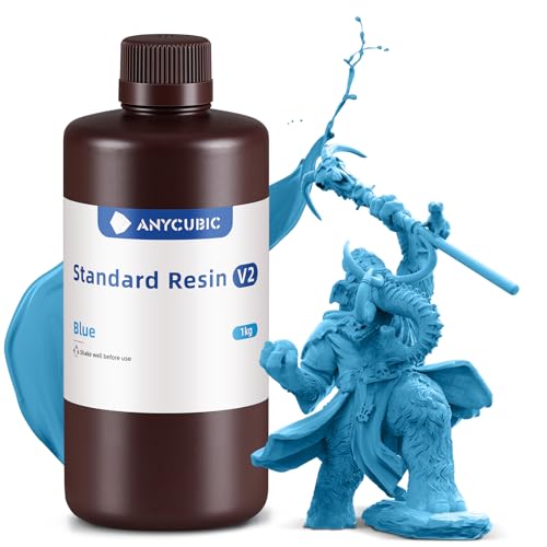 Standard Resin V2 1000g, ANYCUBIC 3D Drucker Resin, 405nm LCD SLA Rapid UV Aushärtung Resin, Hochpräzises und schnelles Photopolymer Harz für LCD/DLP/SLA 3D Druck, Blau von ANYCUBIC