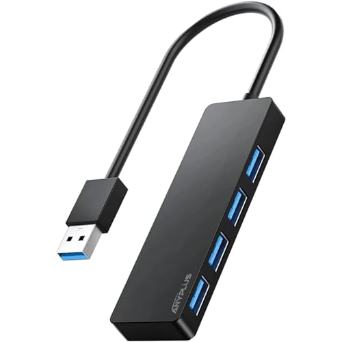 ANYPLUS USB Hub 3.0, 4 Port USB-Hubs, tragbarer USB Splitter Mini USB Verteiler für Desktop, Laptop, Xbox, Flash Drive, HDD, Konsole, Drucker, PC, Tastaturen, HP, Dell von ANYPLUS